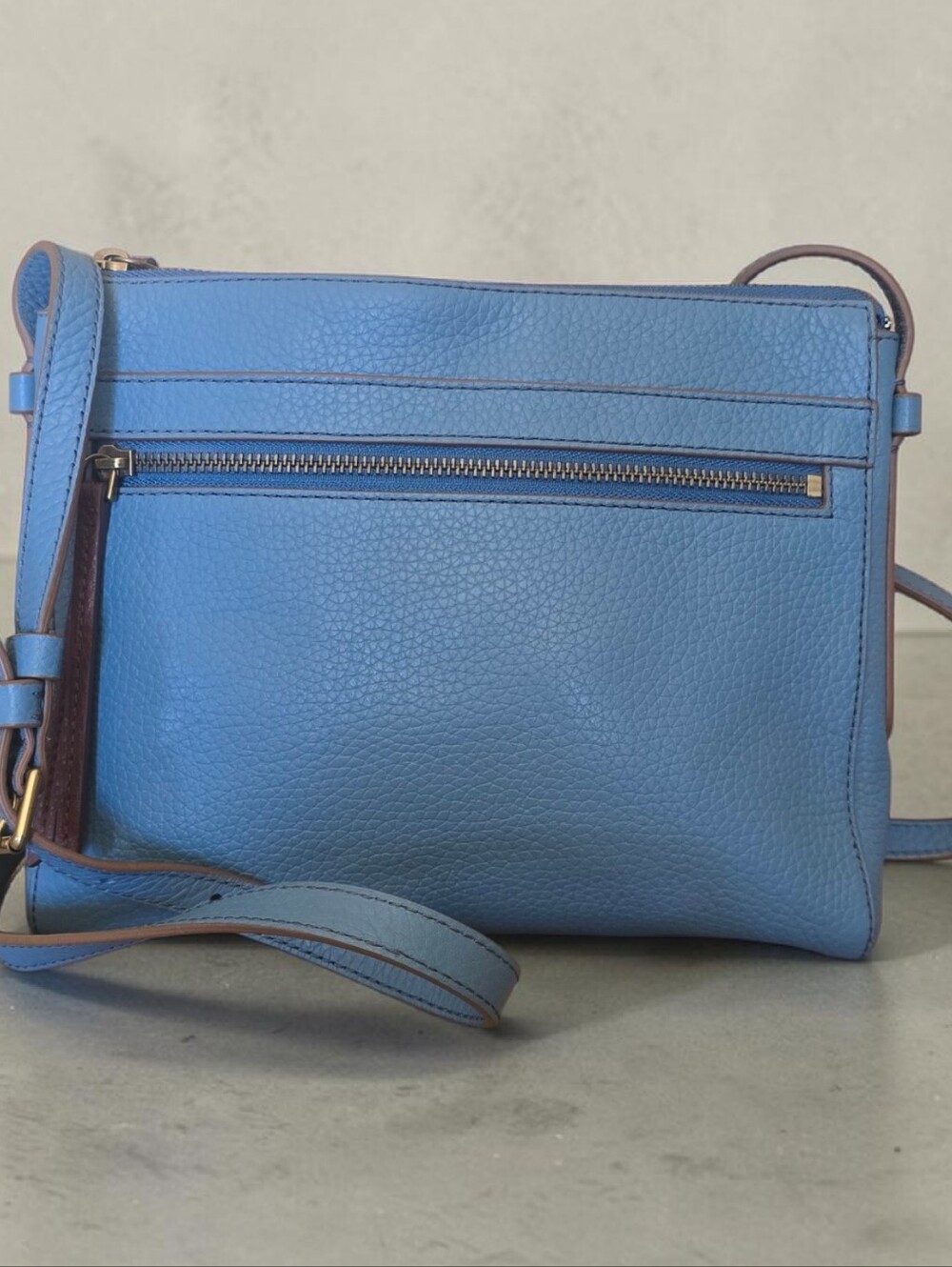FOSSIL Blue  Leather Crossbody Bag New - Picture 2 of 7
